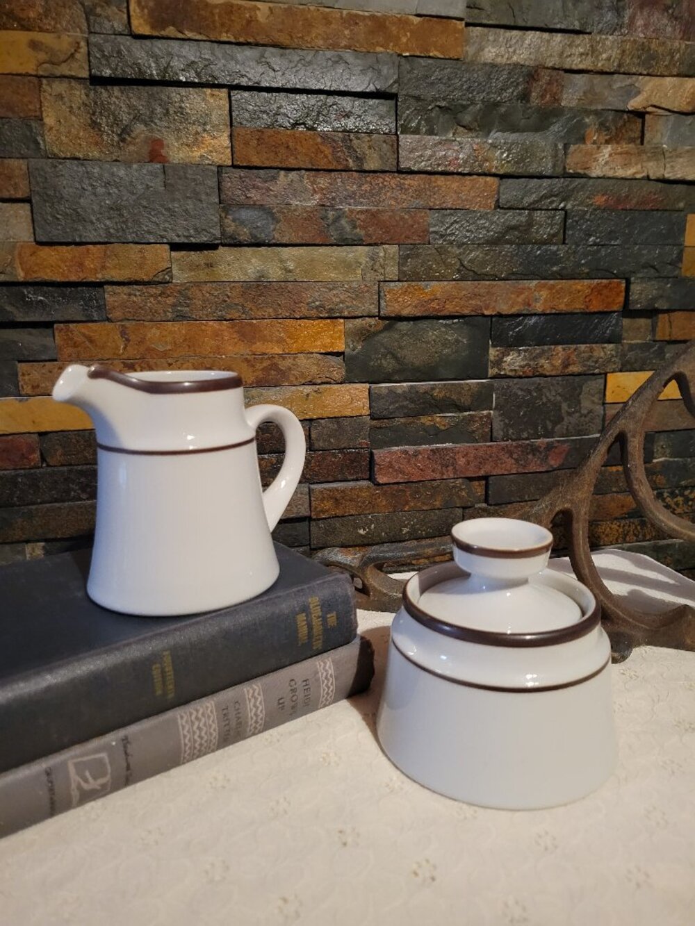 Vintage Noritake Primastone Tundra Sugar Bowl & Creamer Set Japan Stoneware